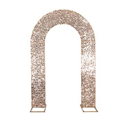 8ft BLUSH Fitted Big Payette Sequin Open Arch Double Sided STAND COVER Party