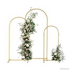 Wedding Arch Set 3 Piece Iron Frame Gold Arched Trellis 72 Inch Garden Outdoor