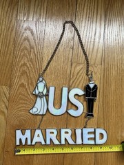Vintage Mother Of Pearl Just Married Sign Bride Groom