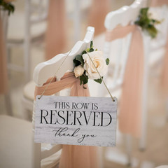 3 PCS Reserved Row Signs, Hanging Wooden Wedding Reserved Signs for Weddings, Sp