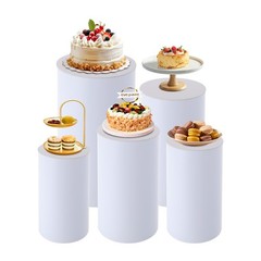 Cylinder Stands For Party-set Of 5 White Cylinder Pedestal Stand Decoration
