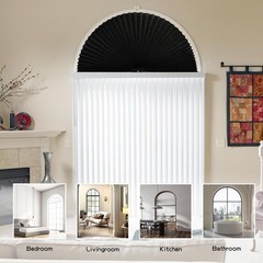 Jlong Arch Half Circle Window Shade Pleated Blinds No Tools Light Filtering P…