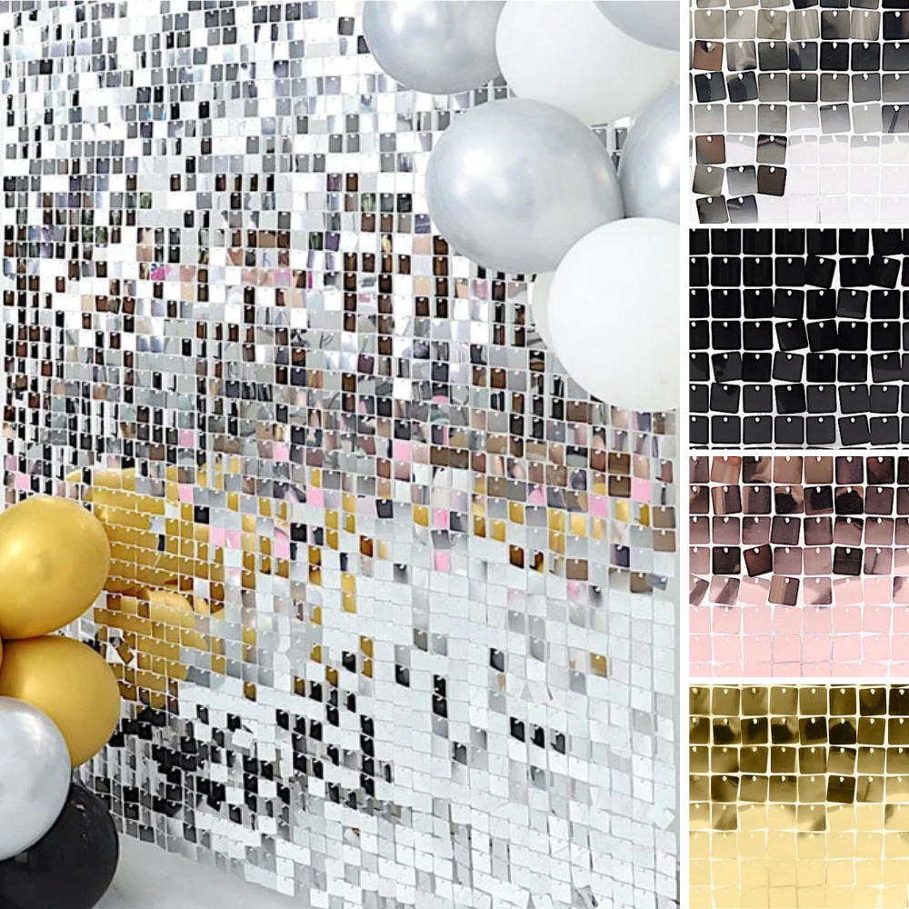 10 Panels 12×12 in Square Payette Sequin WALL BACKDROP Party Events Decorations