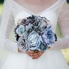 Artificial Flowers Combo Box Set Dusty Blue Bouquet Flowers for Wedding Cente…