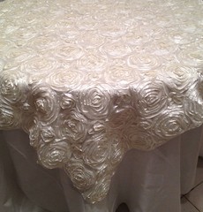 15 Pack 54″x54″ Rosette Satin Overlays 22 Colors Spiral Rose Wedding Tablecloths