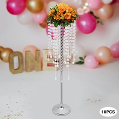 10pc Crystal Silver Flower Stand 75cm Large Flower Stand Wedding Decor