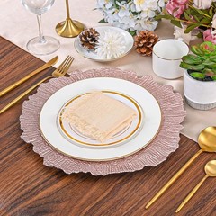 Pesonlook 50Pcs Rose Gold Charger Plates Round 13inch, Reef Plate Chargers fo…