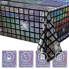 3 Pack Disco Tablecloth Party Decorations, Shiny Iridescent Disposable Laser …