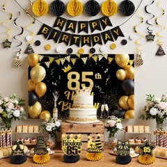 Happy 85th Birthday Party Decoration: Including Birthday Banner Backdrop, Par…