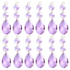 12 Hanging Purple Teardrop Crystal Chandelier Prisms Pendants Glass Beads Lights