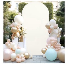 6FT Ivory Arch Cover – Polyester Fitted Wedding Arch Stand Covers Round Top