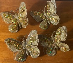 Gold Butterfly Clip Set of 4 Large 6″ Wedding Decorations Sparkly Glitter New