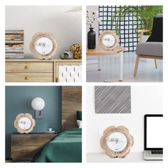 SWTHONY Round Floral Rose Gold Picture Frame, 4×4 Circular Flower Shaped Phot…