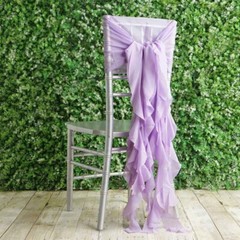 Lavender Premium Curly Chiffon CHAIRS Covers Cap SASHES Bows Ties Wedding
