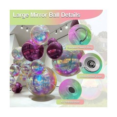 Iridescent Inflatable Mirror Ball, Reusable Large Event PVC Disco Ball, Giant…