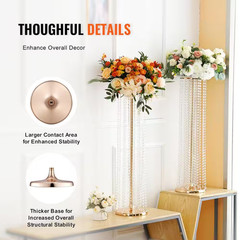 4-Piece Gold Metal Column Wedding Flower Stand 31.5 In. 80 Cm with Metal Laminat