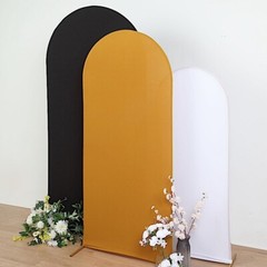 6 ft GOLD Matte Fitted Spandex Round Top Arch Backdrop STAND COVER Party