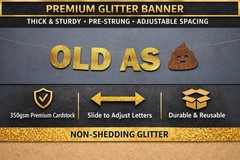 Pre-Strung Old As Glitter Banner – Funny Retirement Decorations for Men and W…