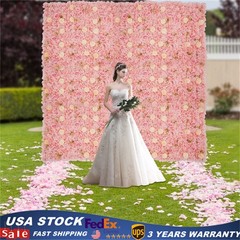 3D Flower Wall Panel-12pcs Artificial Flower Wall Background Silk Rose Wedding
