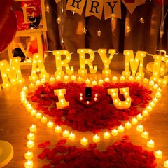 Complete Proposal Kit: LED ‘Marry Me’ Letters, Tea Lights, and Rose Petals