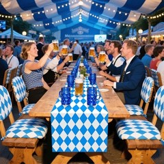 Pcs Oktoberfest Table Runner – and White Checkered Tablecloths 14 x 108″ 6 Blue