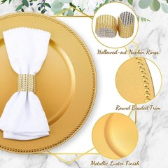 Tanlade 100 Pcs Charger Plates Bulk with Napkin Rings Set Include 50 Plastic …