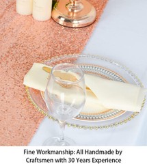 10Pc 12”x108” Rose Gold Sequin Table Runner Cover Tablecloths for Party Decor