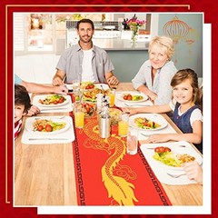Chinese Dragon Printed Table Runner 11 Inch x 5.9 ft Asian Table Runner 2