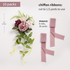 Wedding Aisle Decorations Mauve Pew Flowers Set of 10 for Wedding Ceremony Pa…