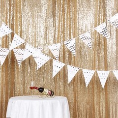 GOLD 8 ft x 8 ft Sequined Backdrop Curtain Wedding Party PhotoBooth Decorations