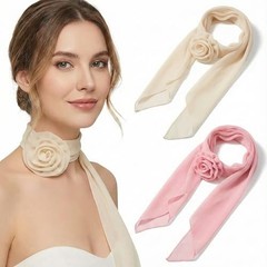 HOYDATE 2 Pack Women’s Chiffon Rose Scarf – Lightweight Floral Neck Scarf with