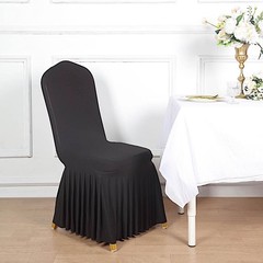 Fitted Spandex Stretchable Banquet CHAIR COVER Ruffle Pleated Skirt Party Events