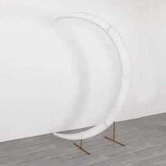 7.5 ft WHITE Fitted Spandex Half Crescent Moon Arch BACKDROP STAND Events