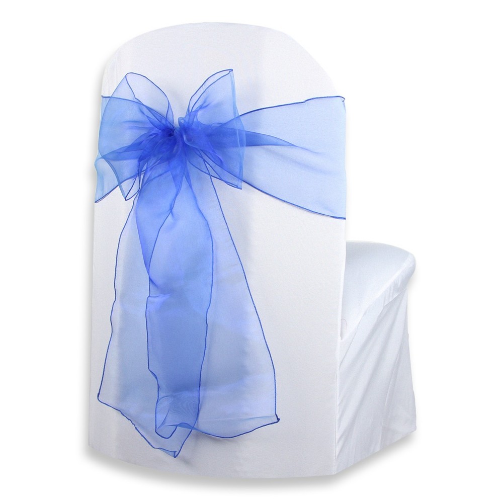 10 pcs Organza Chair Cover Bow Sash 108″x8″ – Royal Blue – Wedding Party sf