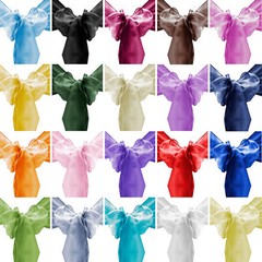 10/20/50/100 8″x108″ Organza Chair Cover Sash Ribbons Bow Wedding Banquet Decor
