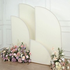 4 Matte IVORY Fitted Spandex Half Moon Wedding Arch Backdrop STAND COVERS Party
