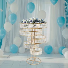 Wedding Gold Crystal Flower Stand Round Pedestal Stand Crystal Flower Stand NEW