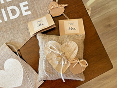Rustic Wedding Decorations (used)- 18 Piece Lot- Burlap/Hand Made/Antique