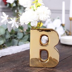 GOLD 6″ Ceramic B Symbol Flower VASE Table Centerpiece Party Events Decorations