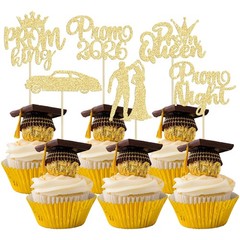Gyufise 24Pcs Prom Cupcake Topper 2026 Prom Cake Topper for Party 2026 Gradua…