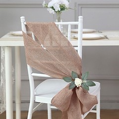 5 pcs DUSTY ROSE 6″ x 108″ Faux Burlap Chair Sashes Wedding Decorations