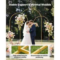 Uimoso Wedding Arch Backdrop 3 PCS Metal Stand 8′ 7.2′ 6.6′ Events Decor Party