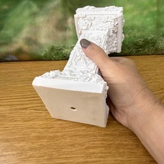 Floral Embossed White Resin Pedestal Stand For Wedding Candles or Decor