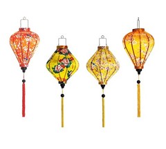 Vietnamese Elegance: Handcrafted Silk Lantern Set 4 pcs