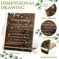 Acrylic Wooden Memorial Table Sign, Sympathy Gift Funeral & Reunions(Greenery)