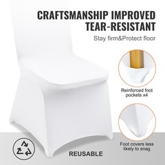 VEVOR 200PCS White Stretch Spandex Folding Chair Covers for Wedding Party Dining