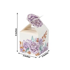 25 Lavender Peony Floral Top Party Favor Boxes Lilac Wedding Party Events