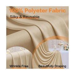 50ft x 15ft Beige Wrinkle Free Backdrop Curtains for Parties,Silky Polyester …