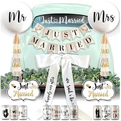Just Married Banner, Magnets, Garland – 33 Pc