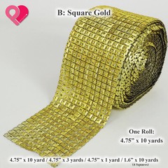 4.75″ Diamond Square Pearl Flower Bead Mesh Wrap Crystal Rhinestone Ribbon Roll